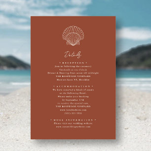 Terracotta Seashell Beach Destination Wedding Enclosure Card