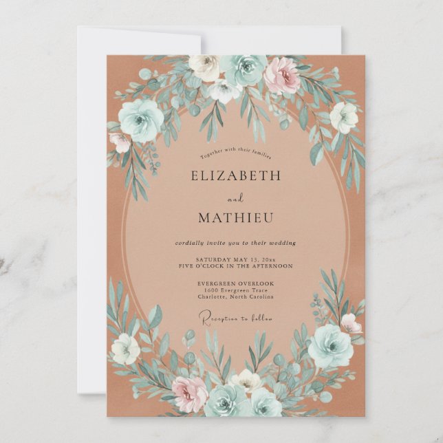 Terracotta Serene Boho Autumn Wedding Invitation (Front)