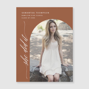 Terracotta She Did It Arch Photo Graduation Magnet