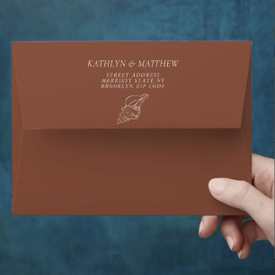 Terracotta Shell Beach Ocean Destination Wedding Envelope