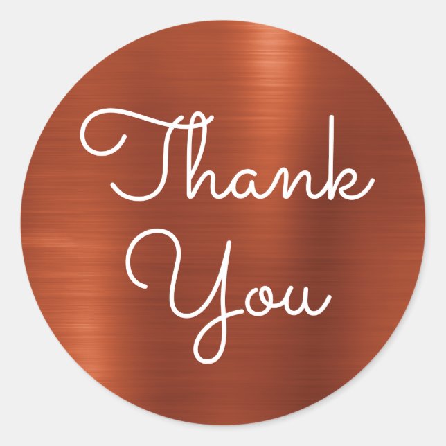 Terracotta Shimmer Gradient Thank You Classic Round Sticker (Front)