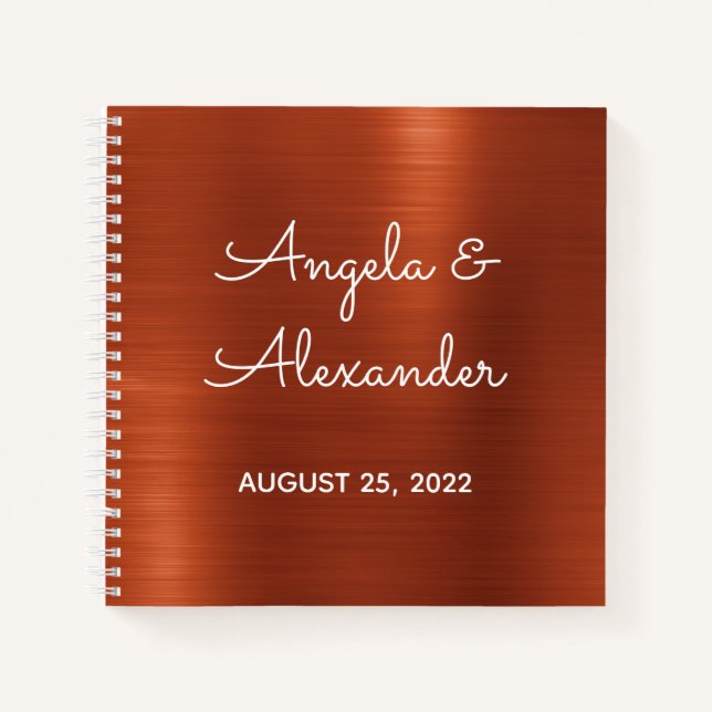 Terracotta Shimmer Ombre Wedding Guest Book (Front)