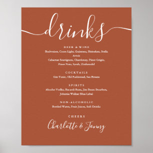 Terracotta Signature Script Drinks Menu Sign