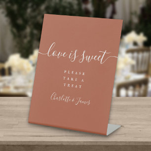 Terracotta Signature Script Love Is Sweet Favour Pedestal Sign