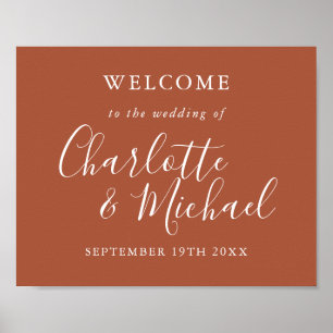 Terracotta Signature Script Wedding Welcome  Poster
