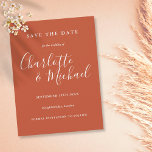 Terracotta Signature Wedding Save the Date Card<br><div class="desc">Featuring signature style names,  this elegant terracotta save the date card can be personalized with your special event details in modern white typography. Designed by Thisisnotme©</div>