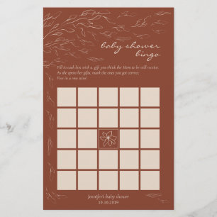 Terracotta Simple Baby Shower Bingo Game