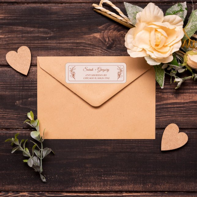 Terracotta Simple Boho Floral Return Address (Creator Uploaded)