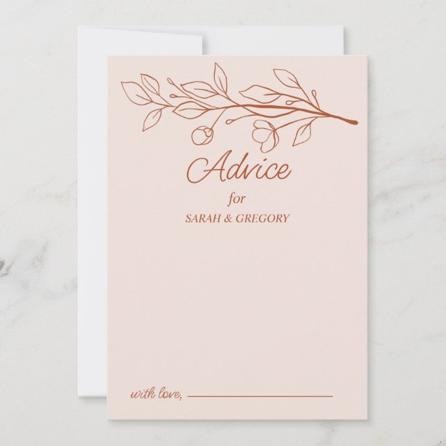 Terracotta Simple Boho Floral Wedding Advice Invitation (Front)