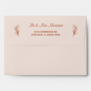 Terracotta Simple Boho Floral Wedding Envelope