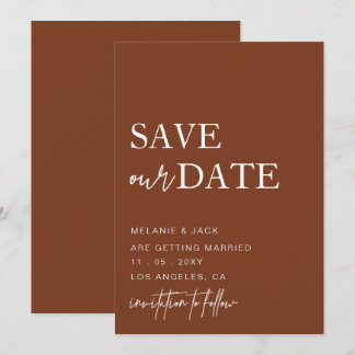 Terracotta Simple Calligraphy Save The Date