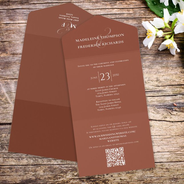 Terracotta Simple Elegant Budget QR Code Website All In One Invitation (Creator Uploaded)