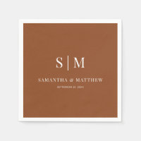 Terracotta Simple Elegant Couple Initials Wedding