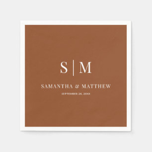 Terracotta Simple Elegant Couple Initials Wedding Napkin