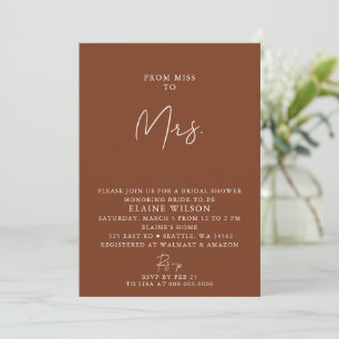 Terracotta Simple Elegant Modern Bridal Shower Invitation