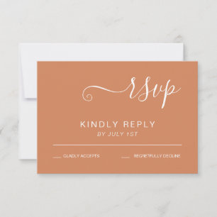 Terracotta Simple Elegant Wedding RSVP Card