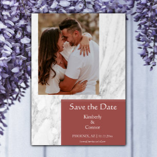 Terracotta Simple Marbled Photo Save The Date
