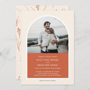 Terracotta Simple Modern Arch Photo Wedding Invita Invitation