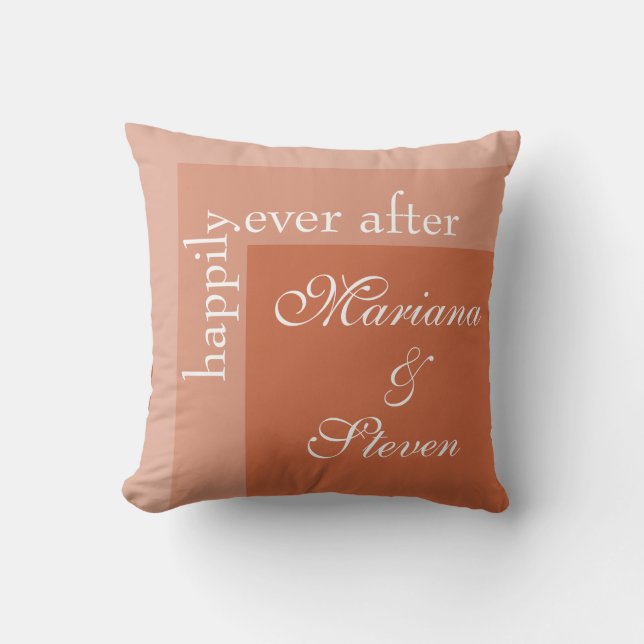 Terracotta Simple Modern Chic Script Wedding Cushion (Front)