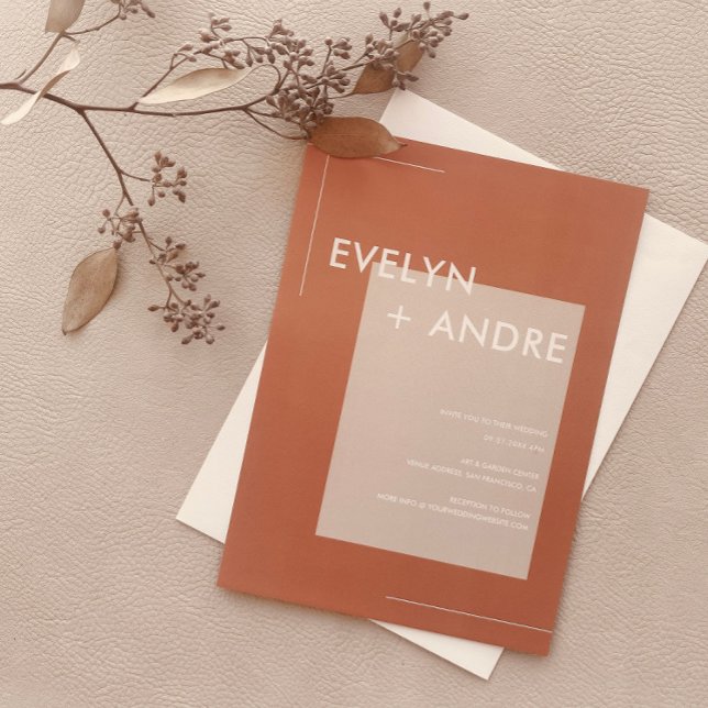 Terracotta Simple Modern Minimalist Wedding Invitation (Creator Uploaded)
