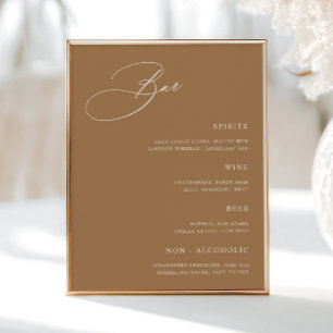 Terracotta Simple Wedding Bar Menu  Poster