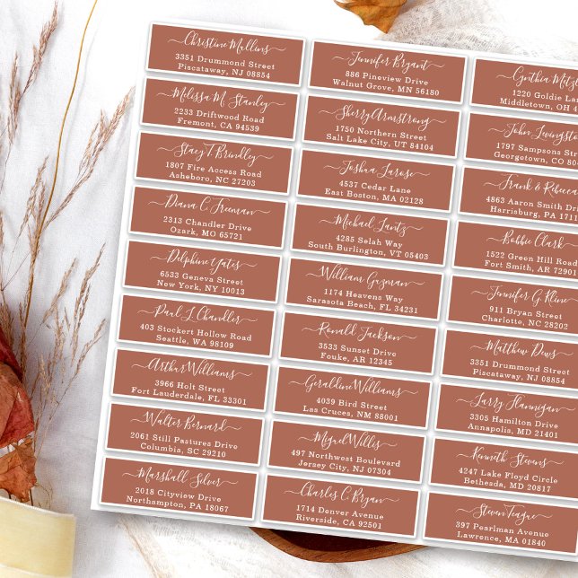 Terracotta Simple Wedding Guest Address Labels (Creator Uploaded)