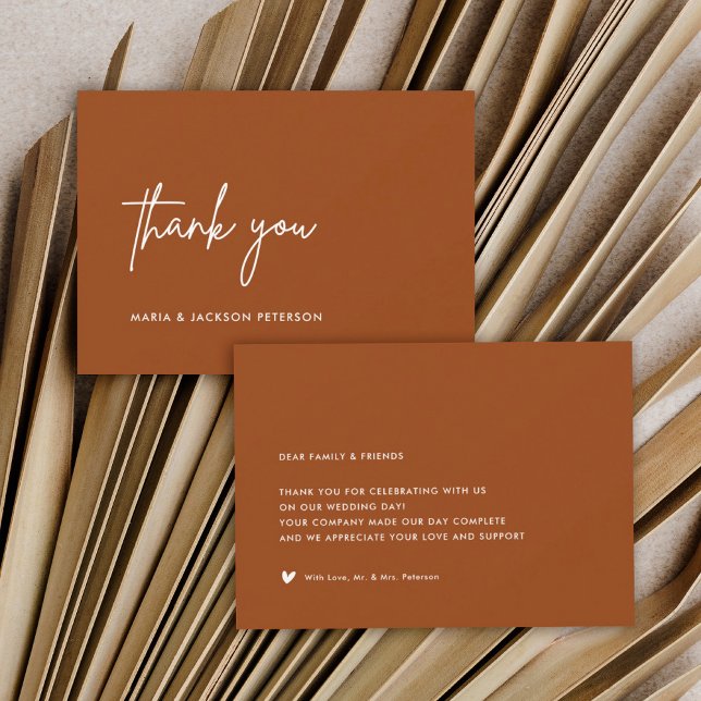 Terracotta Simple Wedding Thank You Cards (Creator Uploaded)