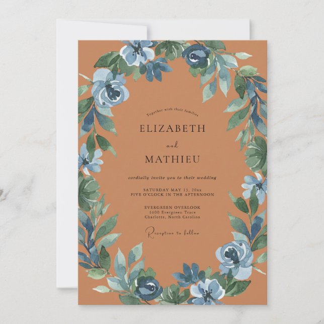 Terracotta Slate Painted Wedding Invitation (Front)
