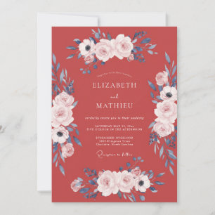 Terracotta Slate Petal Wedding Invitation
