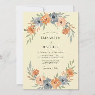 Terracotta Slate Wildflower Wedding Invitation