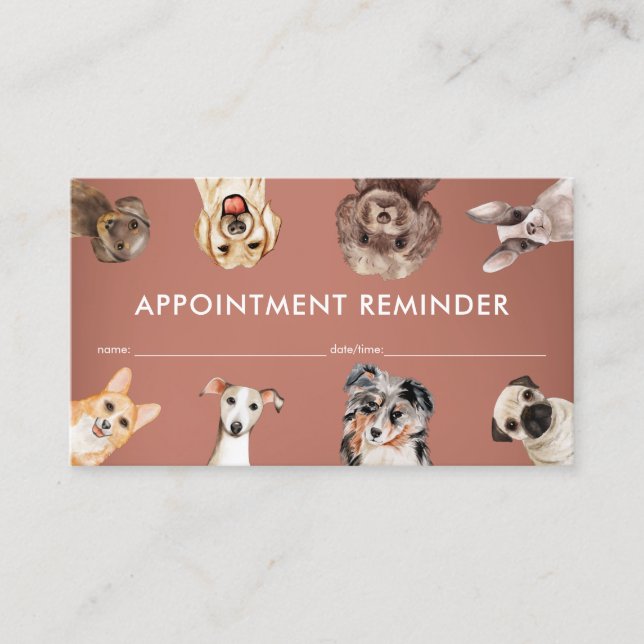 Terracotta Small Size Dogs Pet Sitter Appointment Business Card (Front)