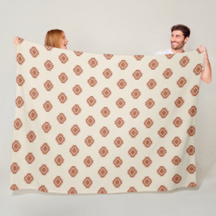 Terracotta Southwestern Aztec Geometric Tribal Pat Fleece Blanket