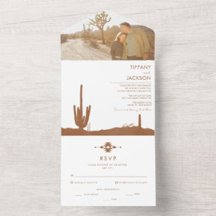  Terracotta Southwestern Cactus Photo Wedding  All In One Invitation