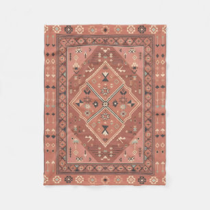 Terracotta Southwestern Tribal Geometric Art Fleece Blanket