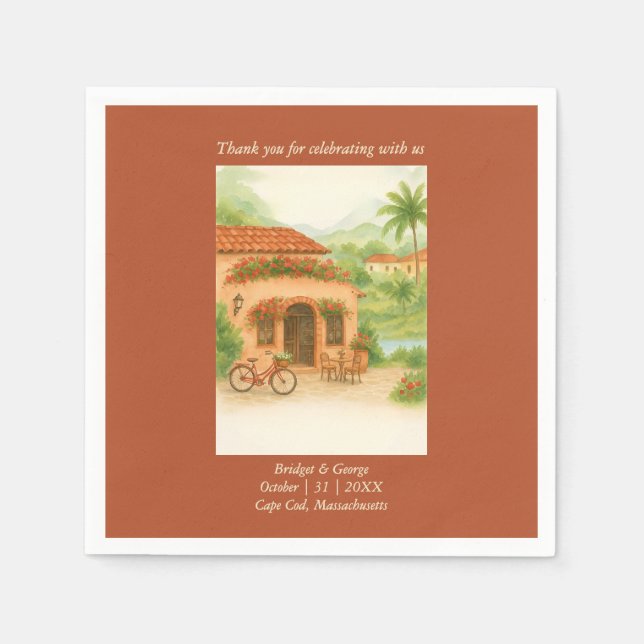 Terracotta Spanish Hacienda Destination Wedding Napkin (Front)