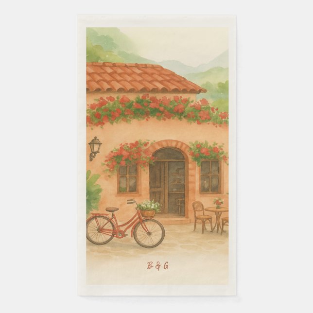 Terracotta Spanish Hacienda Destination Wedding Napkin (Front)