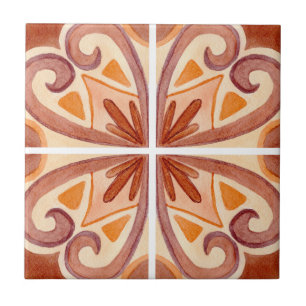 Terracotta Spanish Talavera Tile Pattern