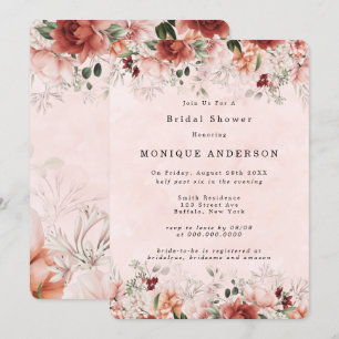 Terracotta Spring Fall Floral Bridal Shower Invitation