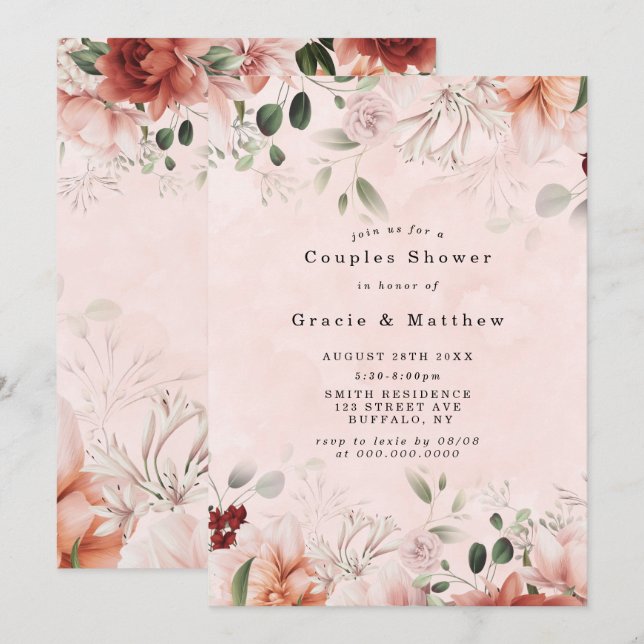 Terracotta Spring Fall Floral Couples Shower (Front/Back)
