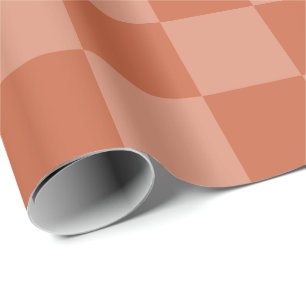 Terracotta Squares Dark and Light Squares Custom Wrapping Paper