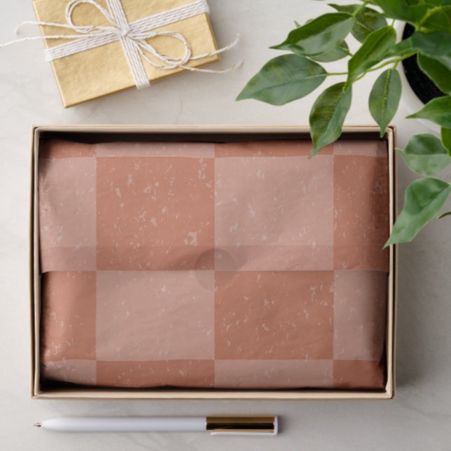 Terracotta Squares Distressed Old Print Style Tissue Paper (Gift)