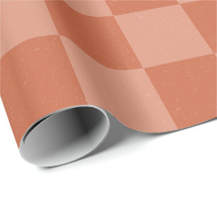 Terracotta Squares Distressed Old Print Style Wrapping Paper