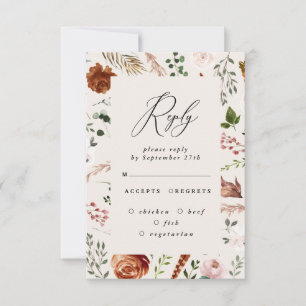 terracotta stag floral elegant rustic wedding invitation