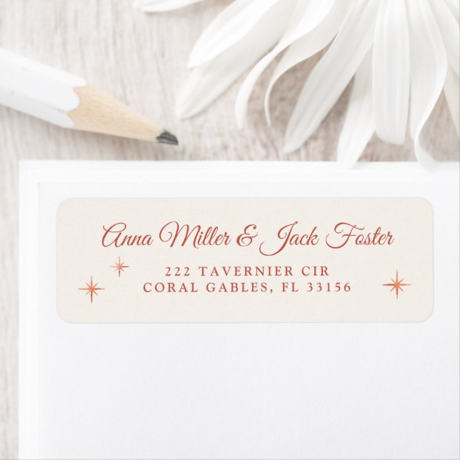 Terracotta Star Wedding Return Address Label  (Insitu)