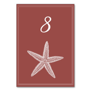 Terracotta Starfish Table Number Card