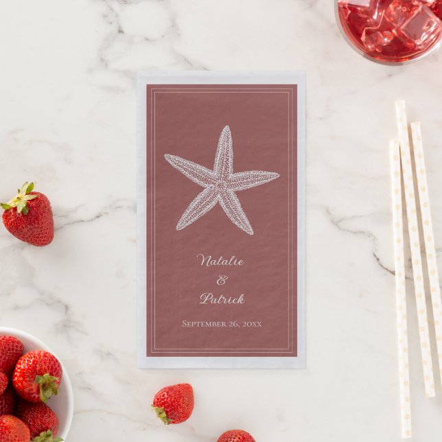 Terracotta Starfish Wedding Napkin (Insitu)