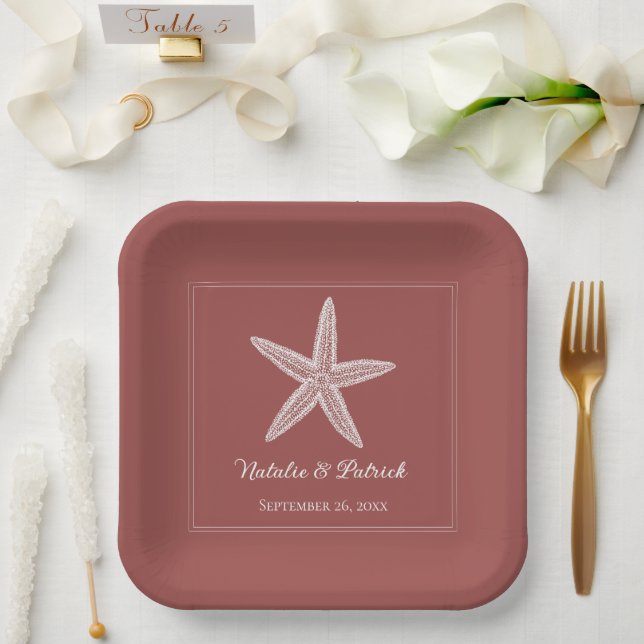 Terracotta Starfish Wedding Paper Plates (Wedding)