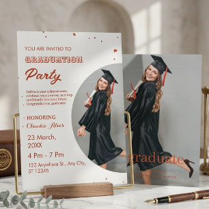 Terracotta Stars Photo Arch Graduation Party Invitation