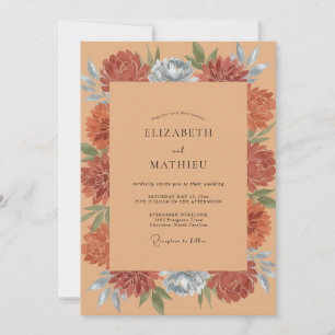 Terracotta Steel Blossom Wedding Invitation
