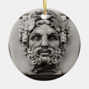 Terracotta Stone Faces on Historic Building Ceramic Tree Decoration